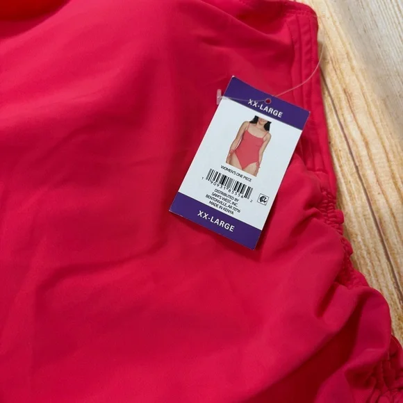 LOFT Pink Women's Shirred Side Tie
One-Piece Swimsuit Plus Size XXL - Picture 3 of 5